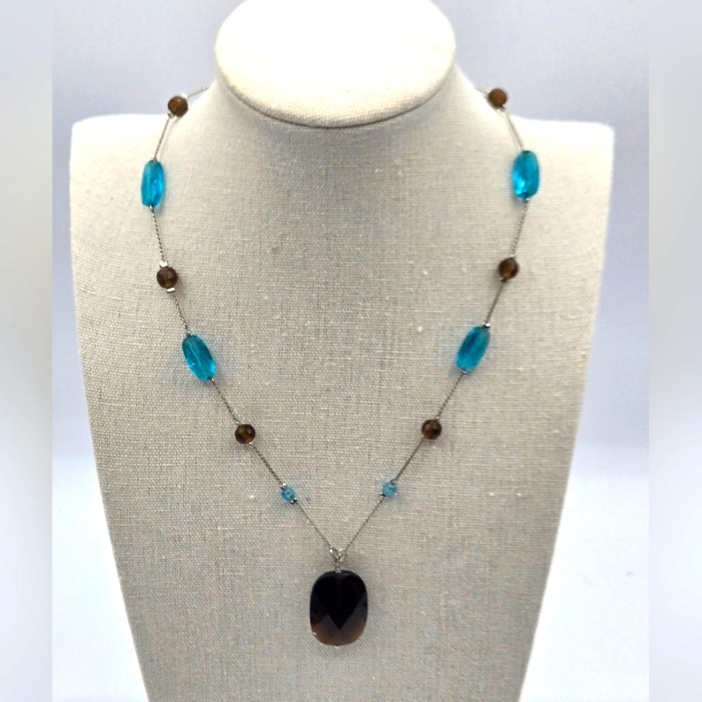 LIA SOPHIA Silver Tone Beaded Necklace Adjustable Length